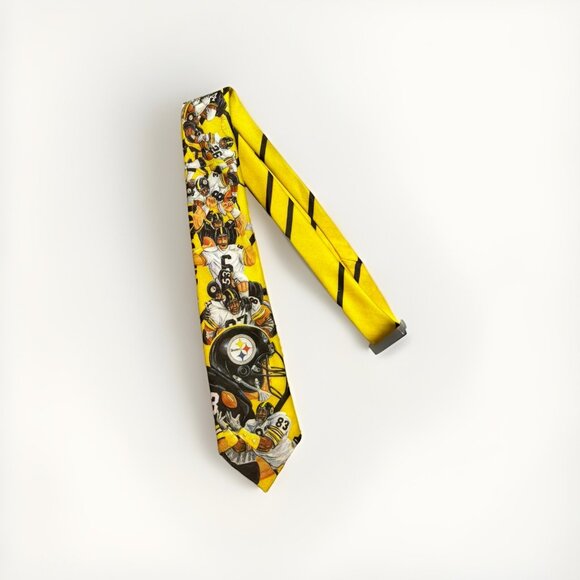 Vintage NFL Mens Tie Necktie Pittsburgh Steelers Yellow Ralph Marlin 1990 USA - Picture 1 of 4